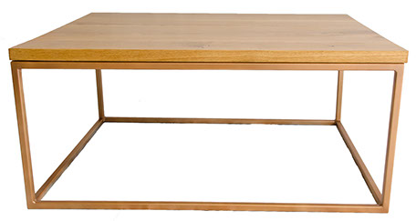 Solid Oak Top Gold Frame Coffee Table